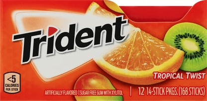 Trident Watermelon Twist Sugar Free Gum, 12 Packs of 14 Pieces (168 Total Pieces)