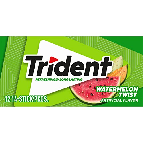 Trident Watermelon Twist Sugar Free Gum, 12 Packs of 14 Pieces (168 Total Pieces)