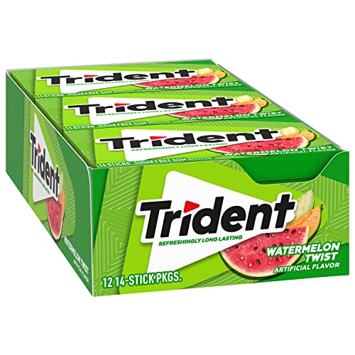 Trident Watermelon Twist Sugar Free Gum, 12 Packs of 14 Pieces (168 Total Pieces)