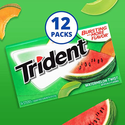 Trident Watermelon Twist Sugar Free Gum, 12 Packs of 14 Pieces (168 Total Pieces)