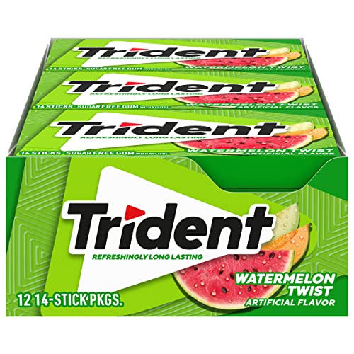 Trident Watermelon Twist Sugar Free Gum, 12 Packs of 14 Pieces (168 Total Pieces)