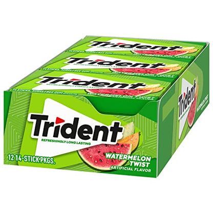 Trident Watermelon Twist Sugar Free Gum, 12 Packs of 14 Pieces (168 Total Pieces)