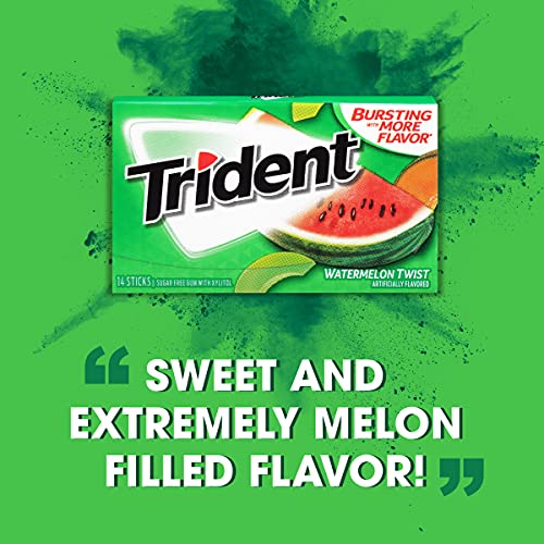 Trident Watermelon Twist Sugar Free Gum, 12 Packs of 14 Pieces (168 Total Pieces)