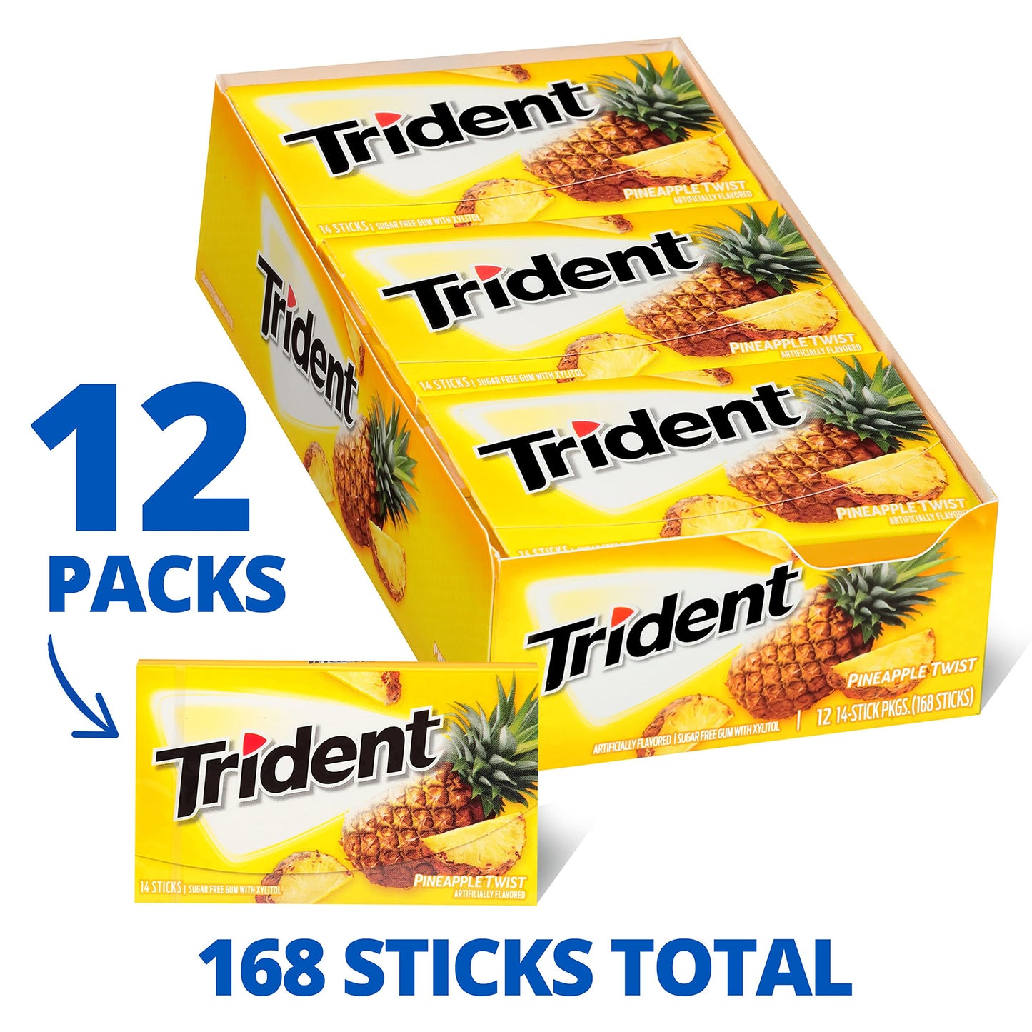 Trident Watermelon Twist Sugar Free Gum, 12 Packs of 14 Pieces (168 Total Pieces)